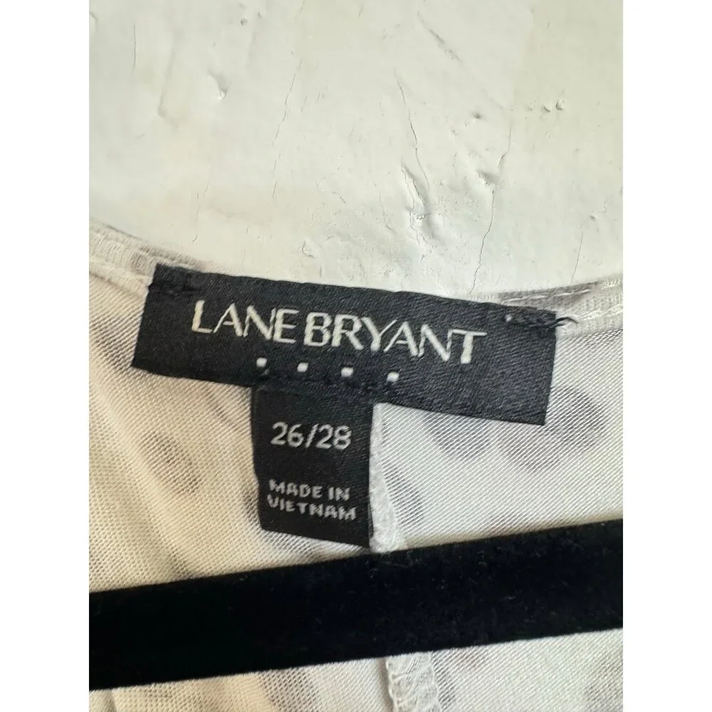 Lane Bryant White & Gray Short Sleeve Blouse Women's 26/28
